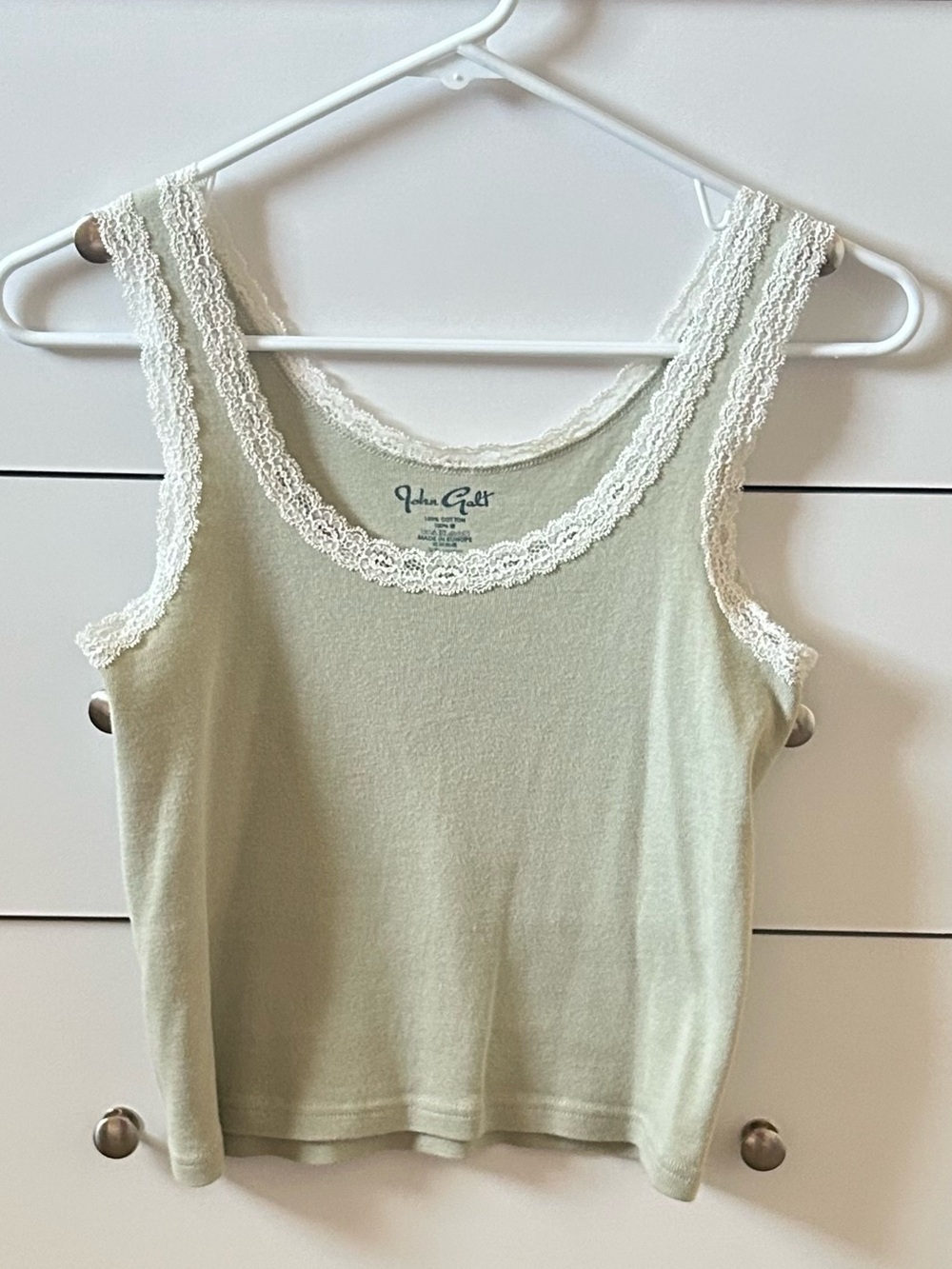 Brandy Melville Cream Lace-Trim Tank